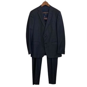 Z Zegna Suit Mens 38R 34 x 30 Gray Blue Pinstripe Wool 2 Piece Blazer Pants